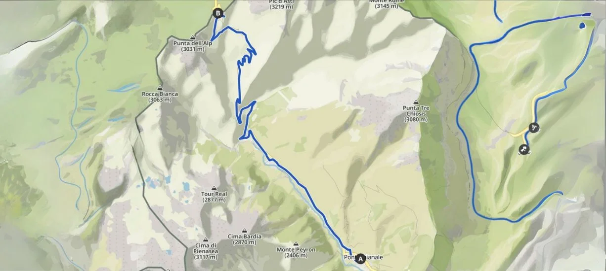 mappa itinerario per arrivare al colle d'agnello in bici