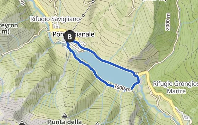 Mappa percorso del giro del lago di pontechianale