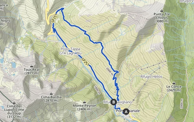 mappa sentiero lanzetti